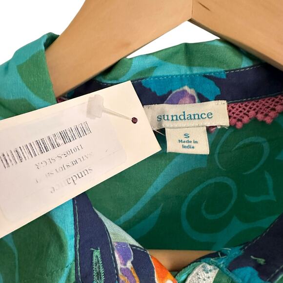 NWT Sundance Nature’s Joy Cotton Button Down Shirt Sz Small Teal Green - Picture 3 of 5